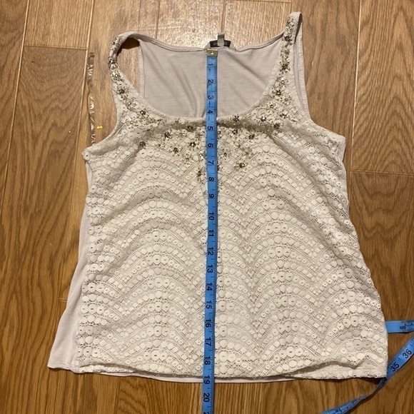 Rw & Co Women’s Crochet Lined Sequin bursts Cream Tank Top (Size  Small) - Picture 5 of 7